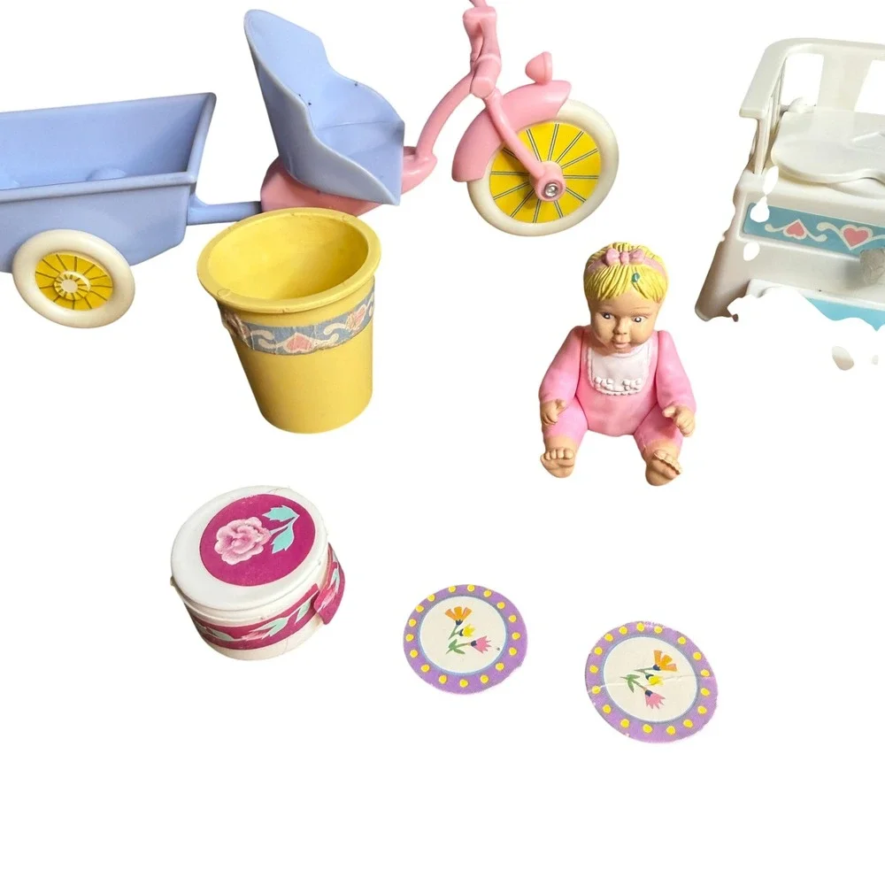 Vintage Barbie Heart Family Doll Playset w/ Tricycle‎ Potty & Accessories Lot